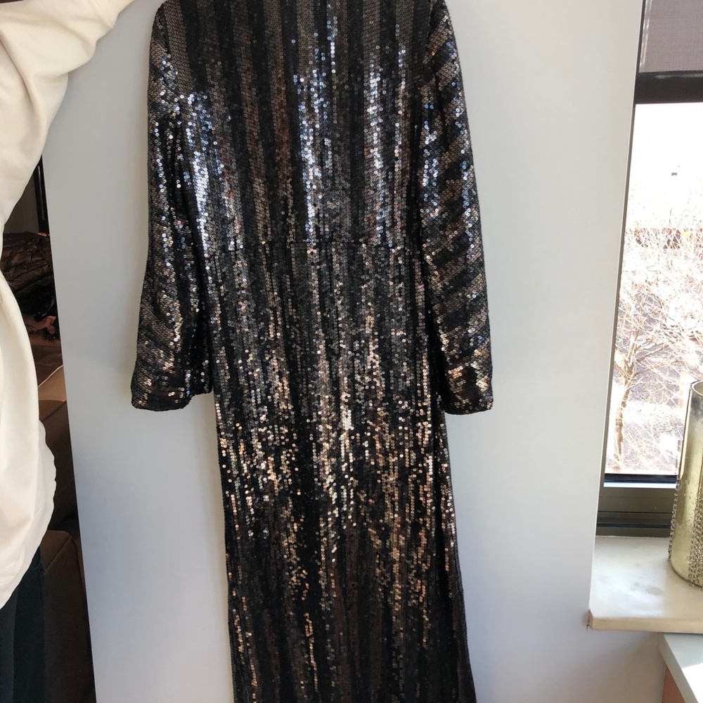 Designer Sequin Open Front Long Cardigan Coat She… - image 7